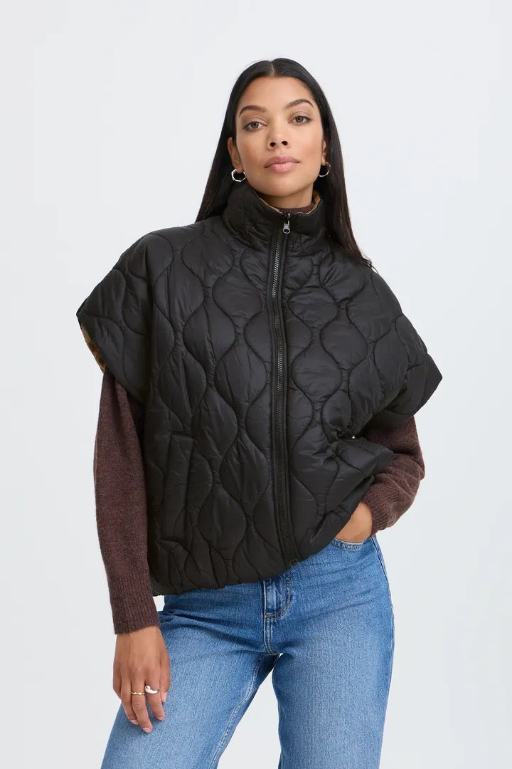 Funnel Neck Quilted Gilet