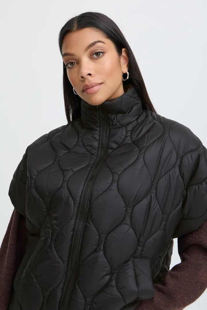 Funnel Neck Quilted Gilet