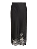 Satin and Lace Skirt Black