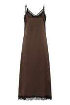 Brown Satin and Lace Slip Dress