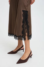 Brown Satin and Lace Slip Dress