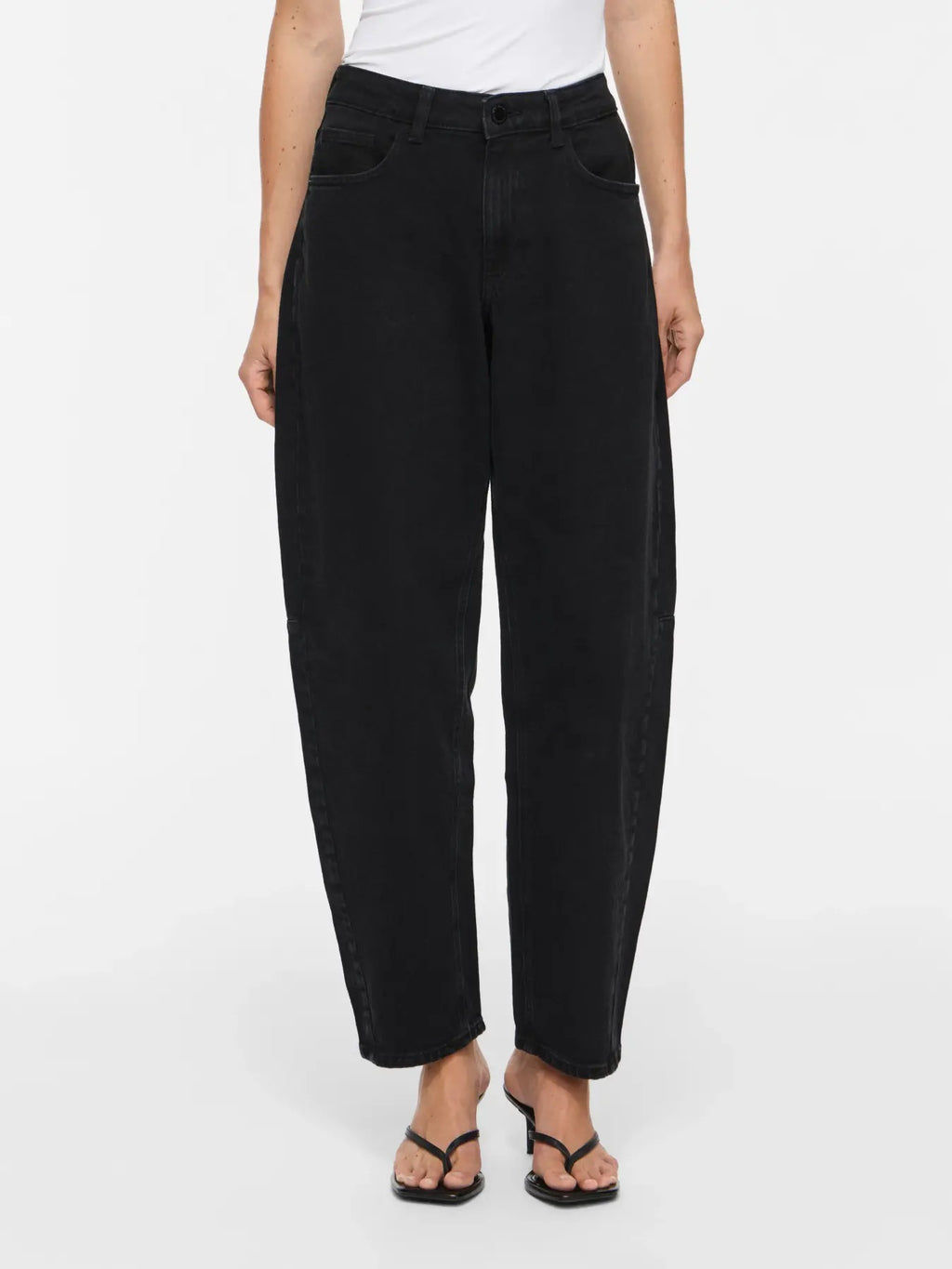 Black Washed Barrel Leg Jeans