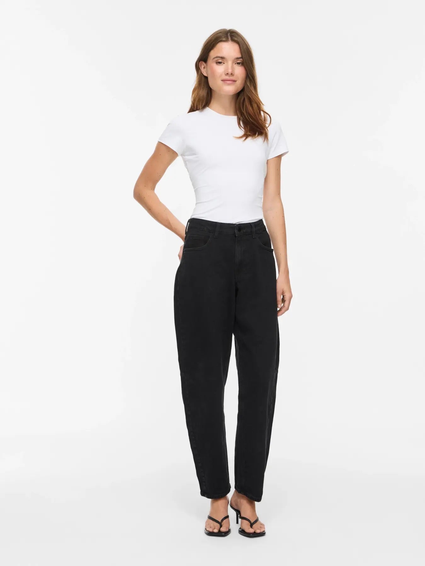 Black Washed Barrel Leg Jeans