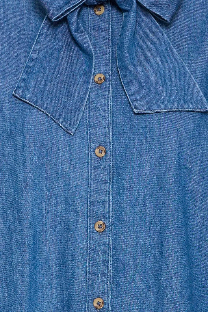 Pussy Bow Denim Blouse