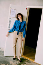 Pussy Bow Denim Blouse