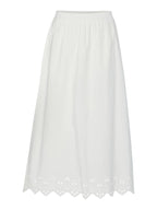 White Cotton Skirt with Scalloped Hem