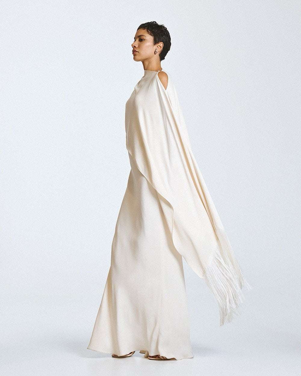 One Shoulder `Dress with Cape