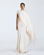 One Shoulder `Dress with Cape