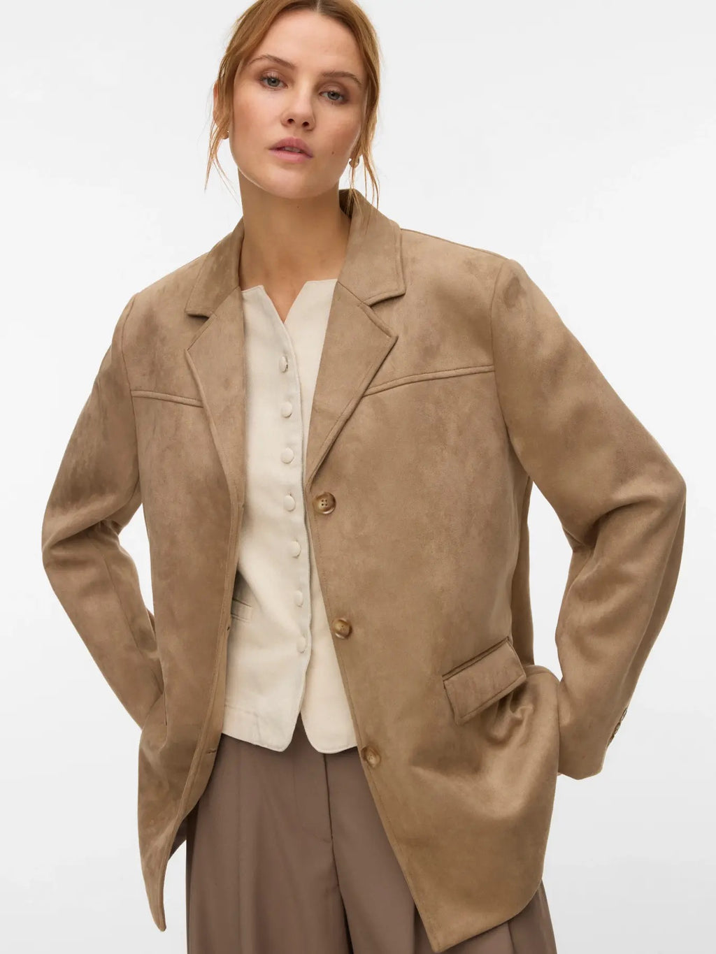 Faux Suede Blazer