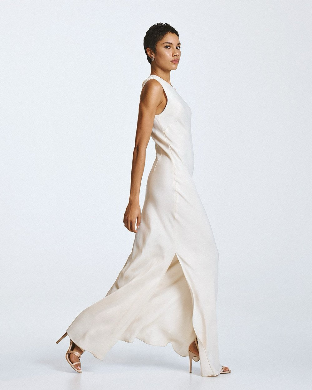 One Shoulder `Dress with Cape