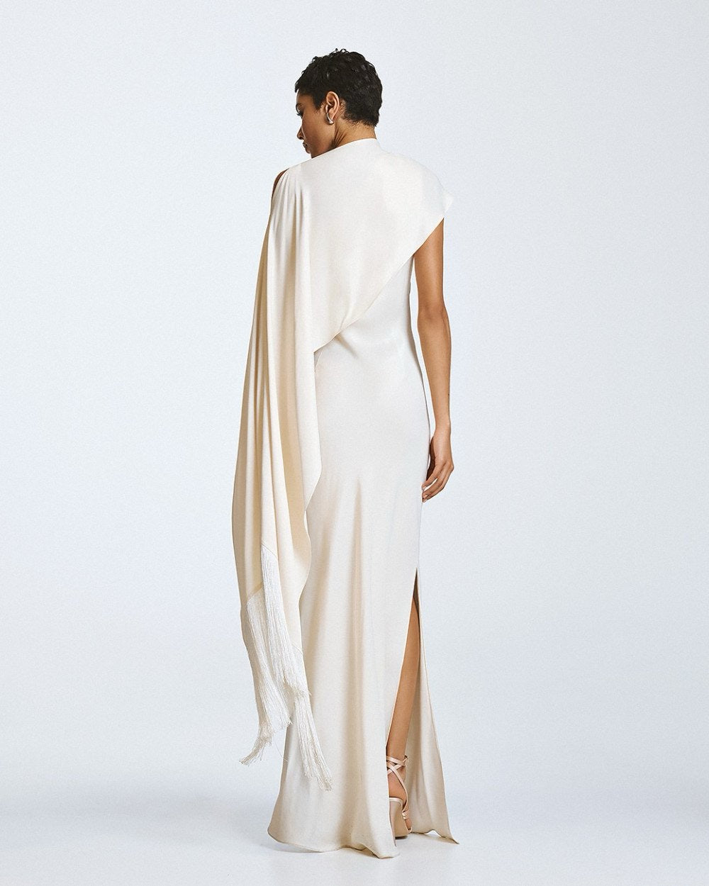 One Shoulder `Dress with Cape