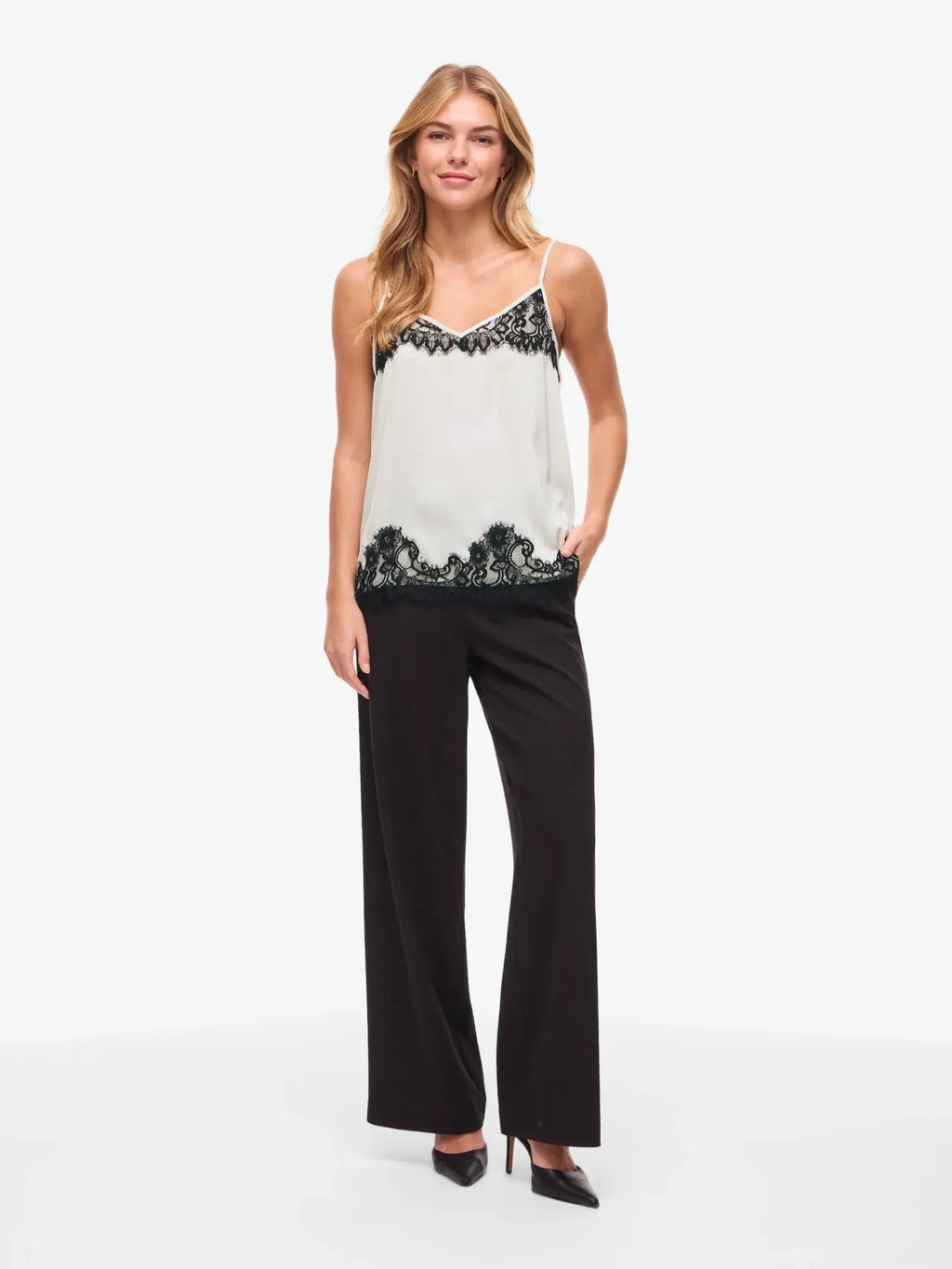 Asymmetric Satin and Lace Cami