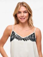 Asymmetric Satin and Lace Cami