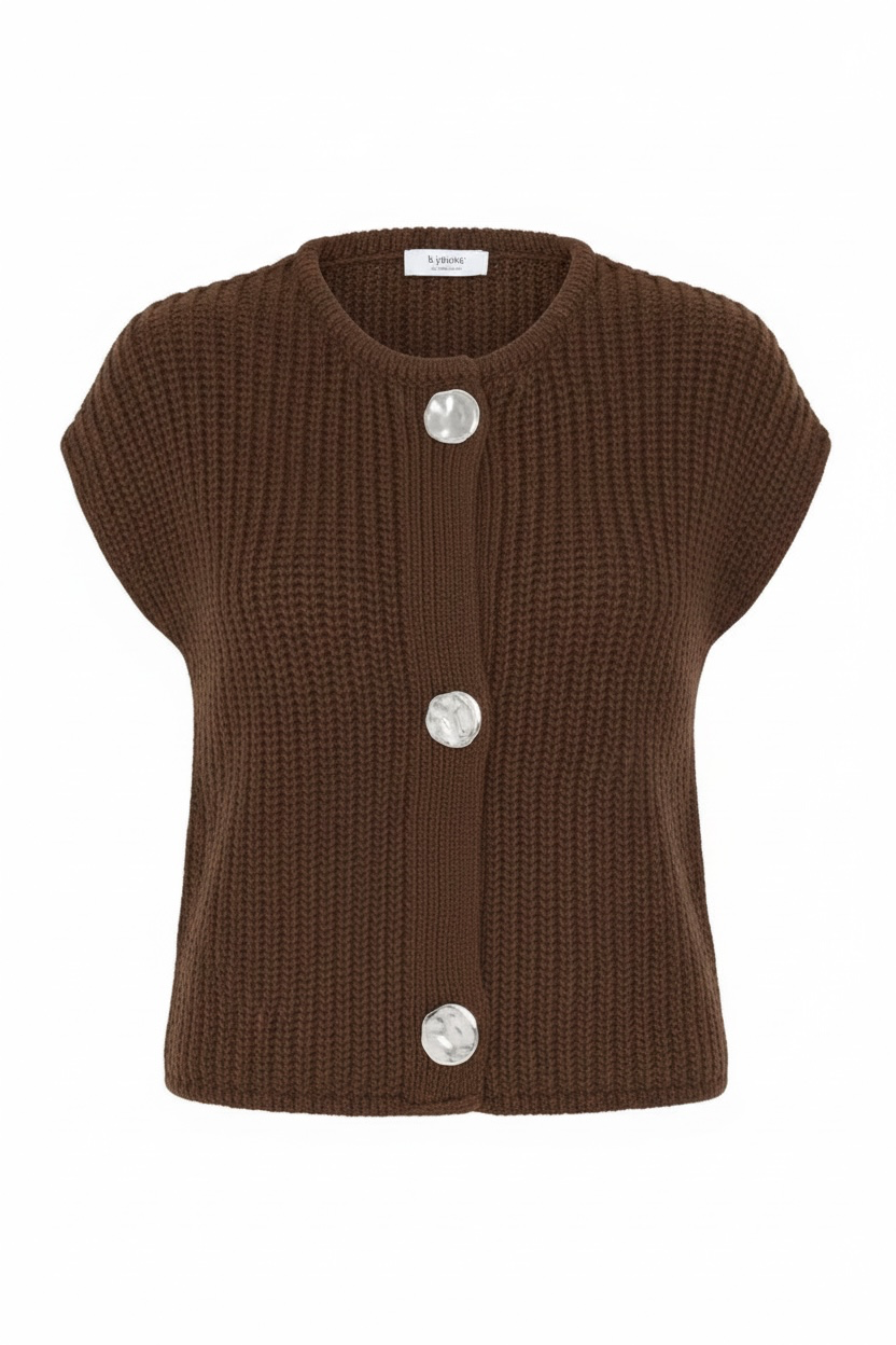 Chunky Knit Waistcoat With Hammered Buttons