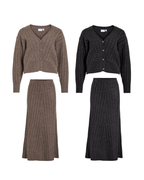 Cable Knit Ankle Length Skirt and Cardigan Co-ord