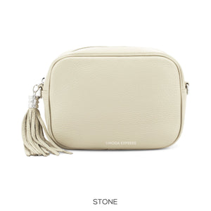 Leather Cross Body Bag - Stone