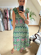 Green and Purple zig zag dress