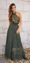 Load image into Gallery viewer, Satin Cut Out Shoulder Top - Khaki
