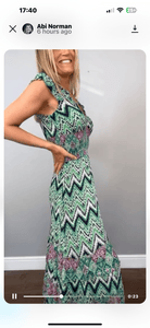 Green and Purple zig zag dress