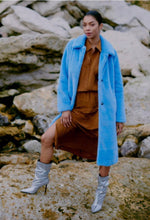 Load image into Gallery viewer, Blue Faux Fur Coat
