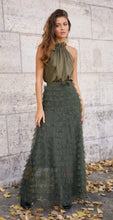 Load image into Gallery viewer, Satin Cut Out Shoulder Top - Khaki
