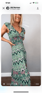 Green and Purple zig zag dress