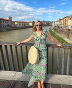 Green and Purple zig zag dress