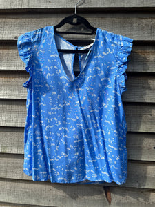 Ultramarine frill sleeve blouse