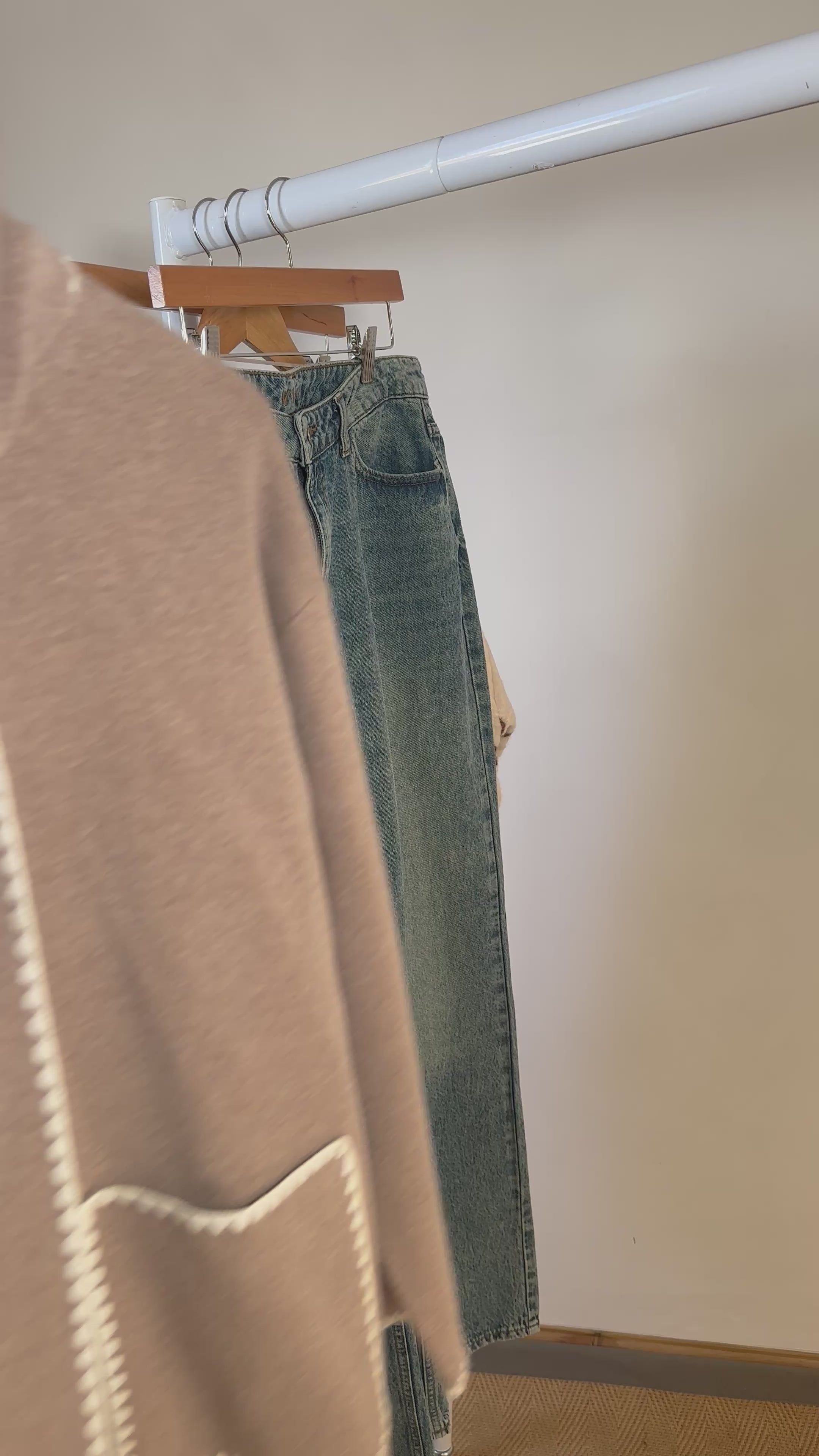 Knitted Jacket with Scarf - Beige