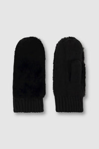 Faux Fur Mittens - Black