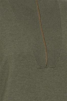 Funnel Neck Long knitted Dress - Khaki