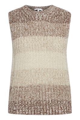 Chunky Knit Stripe Tank - Beige