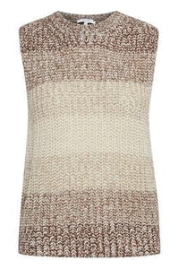 Chunky Knit Stripe Tank - Beige
