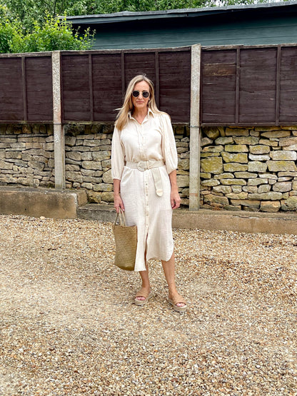 Cheesecloth shirt dress - cream