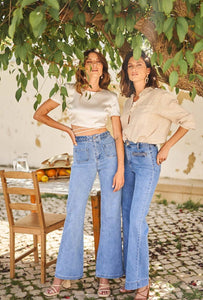 Wide Leg Blue Jeans