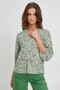 Green Floral Blouse