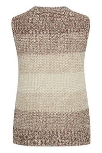 Chunky Knit Stripe Tank - Beige
