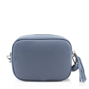 Leather Cross Body Bag - Denim  Blue