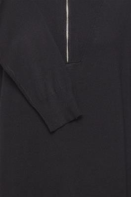 Funnel Neck Long knitted Dress - Black