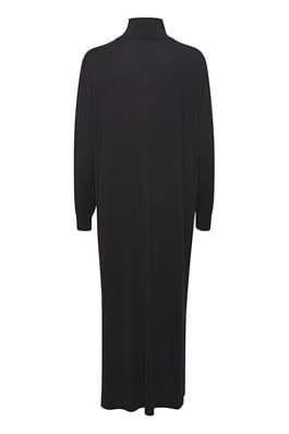 Funnel Neck Long knitted Dress - Black