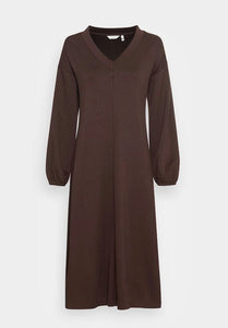 Silky Sweatshirt Dress - Brown