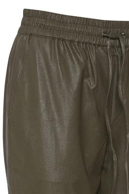 Khaki Faux Leather Joggers