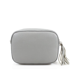 Leather Cross Body Bag - Light Grey