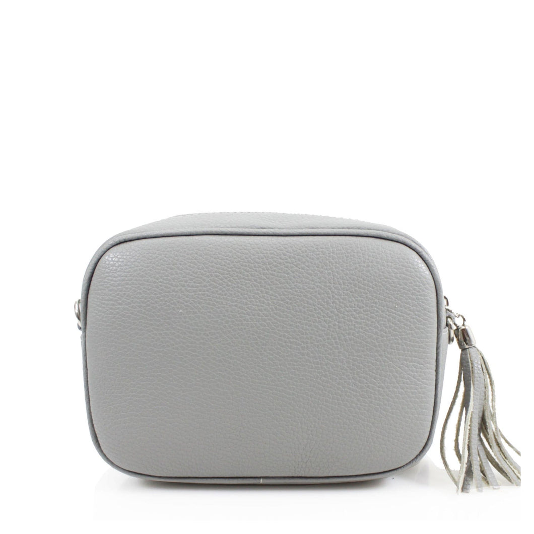 Leather Cross Body Bag - Light Grey