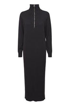 Load image into Gallery viewer, Funnel Neck Long knitted Dress - Black
