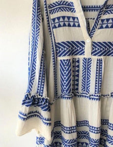 Aztec mini dress - Royal blue