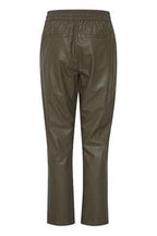 Khaki Faux Leather Joggers