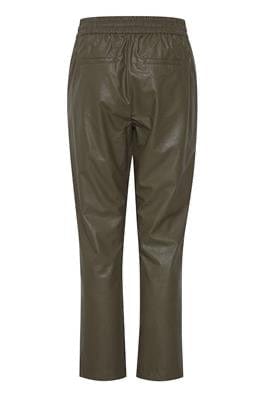 Khaki Faux Leather Joggers