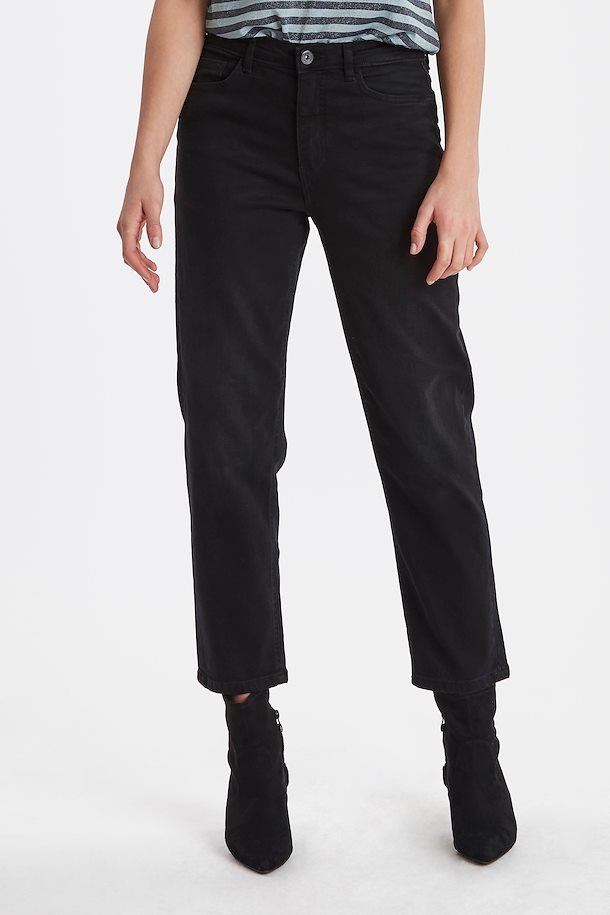 Straight Leg Jeans - Washed Black