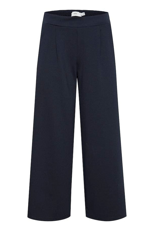 Navy Cropped Jersey Trousers